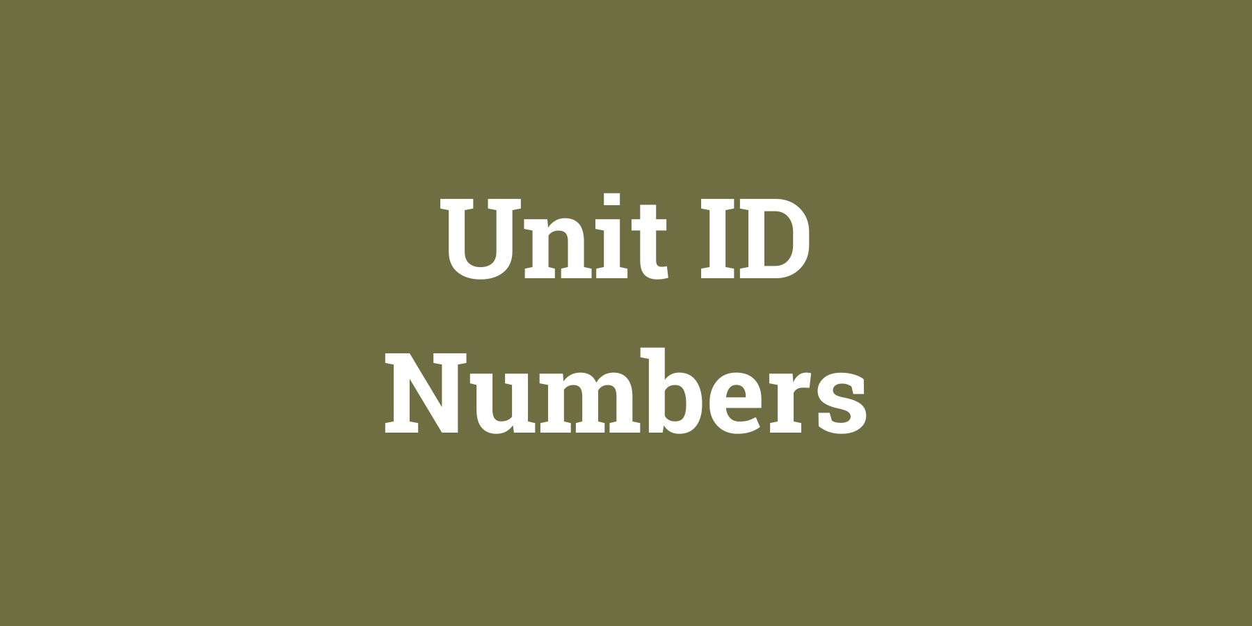 Unit ID Numbers